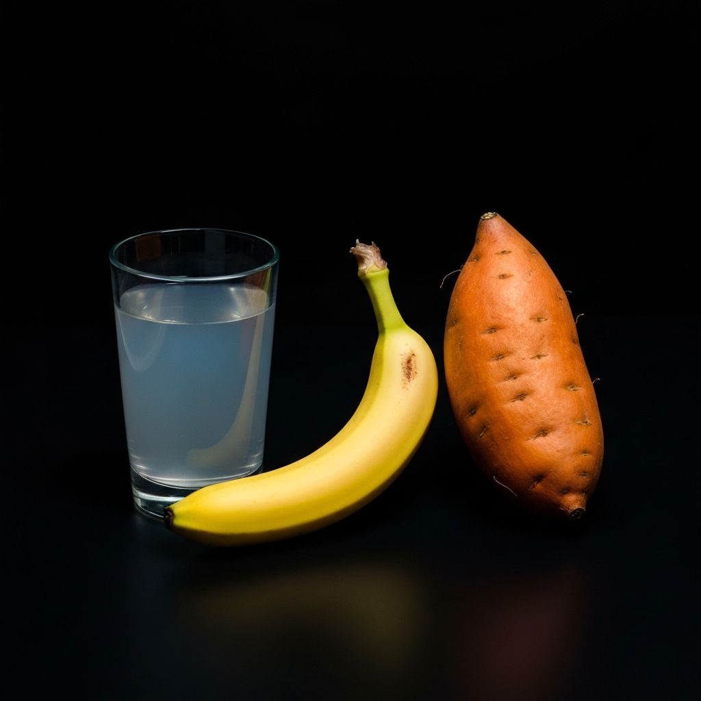 Electrolyte-rich foods including bananas and coconut water